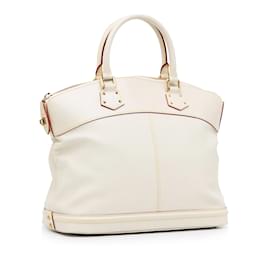 Louis Vuitton-White Louis Vuitton Suhali Lockit MM Handbag-White