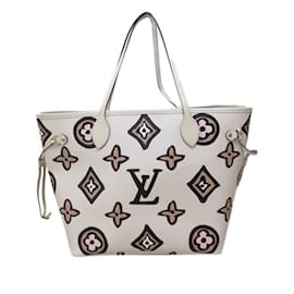 Louis Vuitton-Sac cabas blanc Louis Vuitton Monogram Giant Wild at Heart Neverfull MM-Blanc