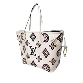 Louis Vuitton-Sac cabas blanc Louis Vuitton Monogram Giant Wild at Heart Neverfull MM-Blanc