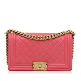 Chanel-Pink Chanel Medium Lambskin Boy Flap Bag-Pink