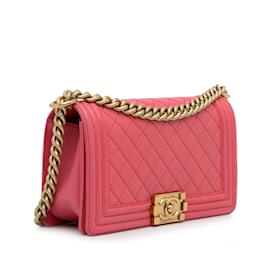 Chanel-Pink Chanel Medium Lambskin Boy Flap Bag-Pink