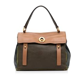 Yves Saint Laurent-Brown YSL Bicolor Muse Two Handbag-Brown
