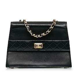 Chanel-Black Chanel CC Lambskin Trapezoid Flap Crossbody Bag-Black