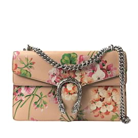 Gucci-Pink Gucci Medium Leather Dionysus Blooms Shoulder Bag-Pink