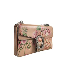 Gucci-Pink Gucci Medium Leather Dionysus Blooms Shoulder Bag-Pink
