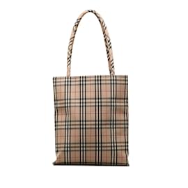 Burberry-Beige Burberry House Check Tote Bag-Beige