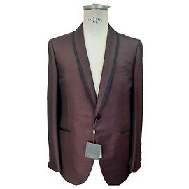 Autre Marque Completo uomo Corneliani in lana e seta nero rosso scuro Nero Bordò