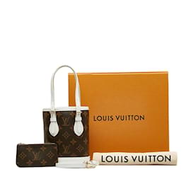 Louis Vuitton-Louis Vuitton Monogram Nano Bucket Bag Bolso de lona M81489 En muy buenas condiciones-Castaño