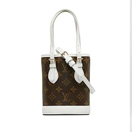 Louis Vuitton-Louis Vuitton Monogram Nano Bucket Bag Bolso de lona M81489 En muy buenas condiciones-Castaño