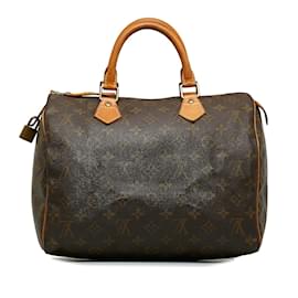 Louis Vuitton-Louis Vuitton Monogram Speedy 30 Bolso de Lona M41526 en buen estado-Castaño