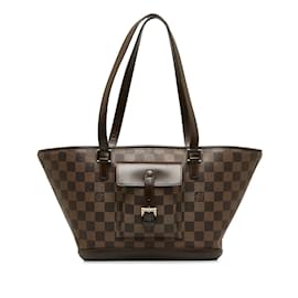 Louis Vuitton-Louis Vuitton Damier Ebene Manosque PM Canvas Einkaufstasche N51121 in guter Kondition-Braun