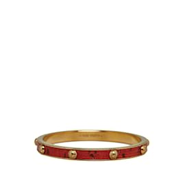 Louis Vuitton-Brazalete de cuero Louis Vuitton Gimme a Clue Brazalete de metal en buen estado-Dorado