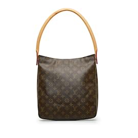 Louis Vuitton-Bolso de hombro de lona GM con monograma y bucle de Louis Vuitton M51145 en buen estado-Castaño