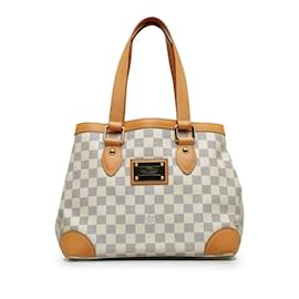 Louis Vuitton-Louis Vuitton Damier Azur Hampstead PM Canvas Handtasche N51207 in guter Kondition-Weiß