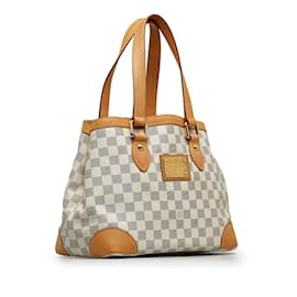 Louis Vuitton-Louis Vuitton Damier Azur Hampstead PM Canvas Handtasche N51207 in guter Kondition-Weiß