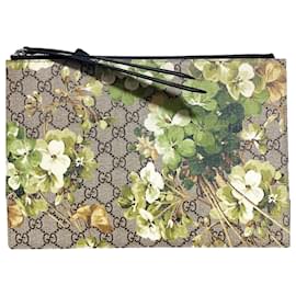 Gucci-Pochette zippée Gucci GG Supreme Blooms Beige-Beige