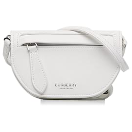 Burberry-Burberry White Mini Leather Olympia Crossbody Bag-White