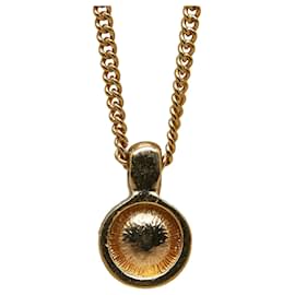 Dior-Dior Gold Rhinestone Pendant Necklace-Golden