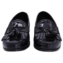 Tod's-Tod's Fringed Tassel Loafers in Black Leather-Black