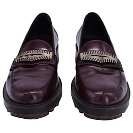 Tod's-Tod's Whip Stitch Penny Loafers in Burgundy Leather -Brown,Red