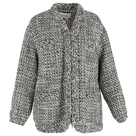 Valentino Garavani – Übergroße Tweed-Jacke aus schwarzer Wolle Schwarz