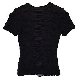 Gesmoktes Chiffon-Top von Alexander Wang aus schwarzem Polyester Schwarz