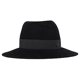 Maison Michel-Maison Michel Fedora Hat in Black Wool-Black