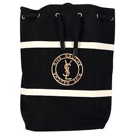 Saint Laurent Rive Gauche Backpack in Black Canvas Black