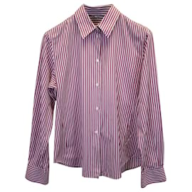 Loro Piana-Loro Piana Striped Button Up Shirt in Red Cotton-Other