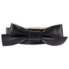 Cintura Alice by Temperley con Fiocco Removibile in Pelle Nera Nero
