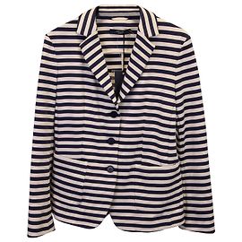 Jaqueta Weekend Max Mara Elica Stripe Jersey em algodão branco Branco