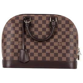 Louis Vuitton-Bolso satchel Louis Vuitton Alma PM en lona revestida marrón-Otro