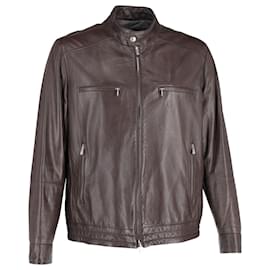 Brunello Cucinelli-Brunello Cucinelli Biker Jacket in Brown Leather-Brown