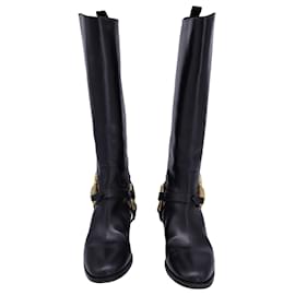 Burberry-Burberry Riding Boots in Black Leather-Black