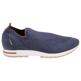 Loro Piana Knitted Slip-On Sneakers in Blue Wool Blue