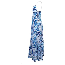 Alberta Ferretti-Alberta Ferretti Printed Maxi Dress in Blue Cotton-Blue