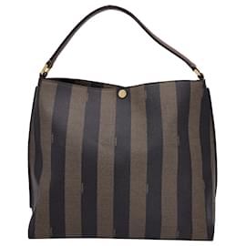 Fendi-Fendi Pequin Hobo Bag in Brown Canvas-Brown