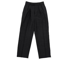 Céline Celine Calça xadrez plissada em lã preta Preto