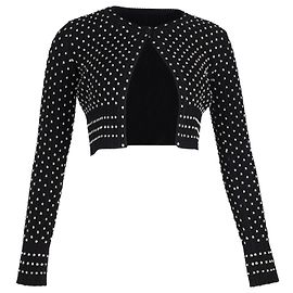 Alaïa Alaia Polka Dot Kurzer Cardigan aus schwarzer Baumwolle Schwarz