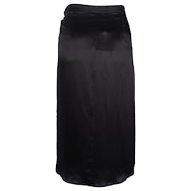 Max Mara-Max Mara Draped Midi Skirt in Black Silk-Black