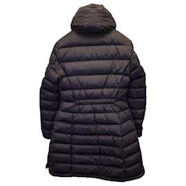 Moncler-Moncler Flammette Zip-Away Hood Quilted-Down Coat in Black Nylon-Black