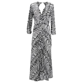 Autre Marque-Rixo Rose Open Back Ruffled Maxi Dress in Animal Print Silk -Other,Python print