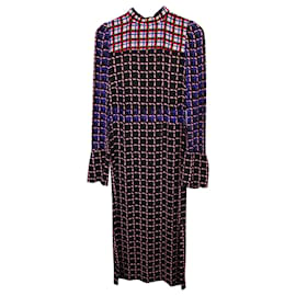 Marni-Marni Grid-Print Midi Dress in Multicolor Viscose-Multiple colors