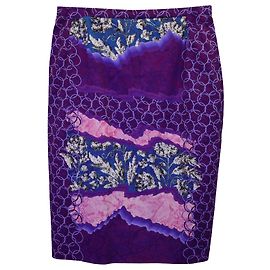 Saia lápis estampada Peter Pilotto em algodão roxo Roxo