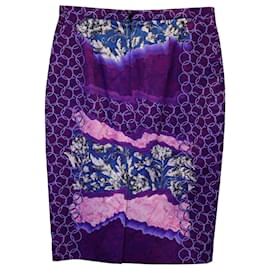 Peter Pilotto-Peter Pilotto Printed Pencil Skirt in Purple Cotton-Purple