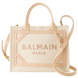 Bolsa de compras pequena B-Army - Balmain - Lona - Bege Bege
