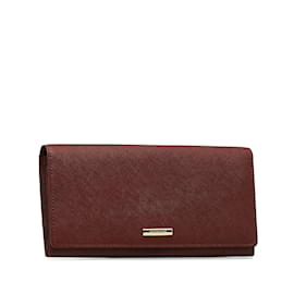 Burberry-Leather Bifold Wallet-Red