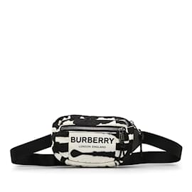 Burberry-Logo Zebra Print Belt Bag-White