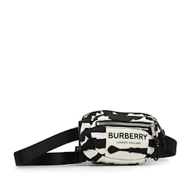 Burberry-Gürteltasche mit Logo-Zebra-Print-Weiß