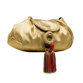 Loewe-Umhängetasche aus Leder mit Fransen-Golden